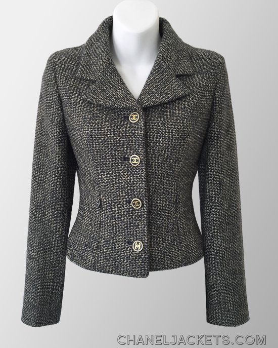 black tweed chanel jacket 36