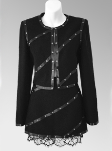 CHANEL Black Snap Studded Jacket & Skirt Set