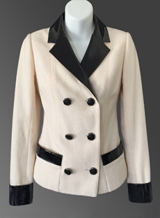 CHANEL 2015 Ivory Black Patent Trim Jacket