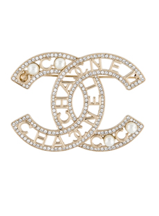 CHANEL 2022 CC Monogram Strass Crystal Brooch